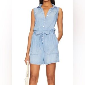 Bella Dahl Light Blue Denim Romper - Caribbean Wash Large